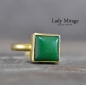 Preview: 925 Sterling Silber Ring mit geometrischem Jade - Verstellbar -  Grün - Quadratisch